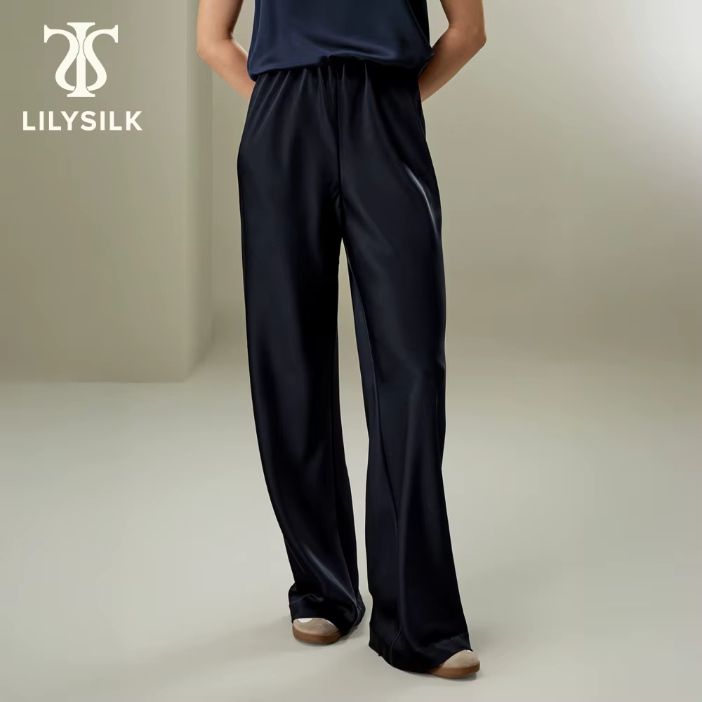 LILYSILK Pantalon en soie coupe biais pour femme - Style minimaliste - Coupe décontractée pour plusi