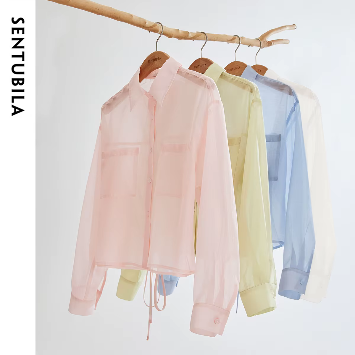 Chemisier femme SENTUBILA en Lyocell, collection Printemps-Été 2026, col à revers, manches longues, 
