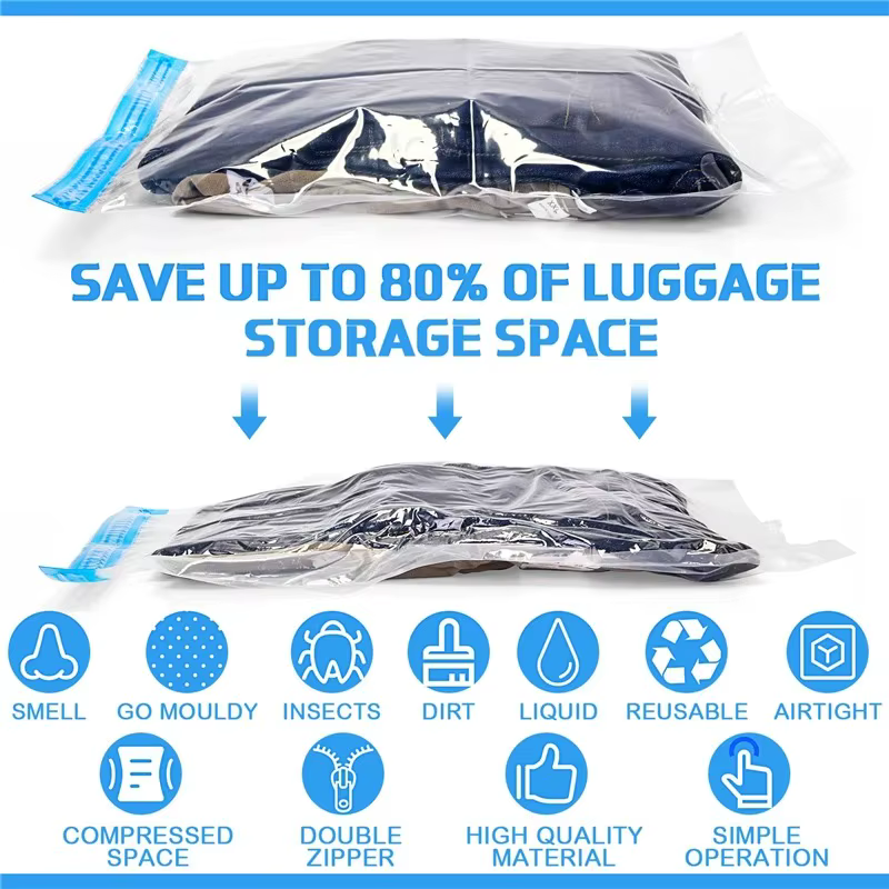 Sacs de compression de voyage, sacs enroulables permettant d'économiser de l'espace pour bagages, vê