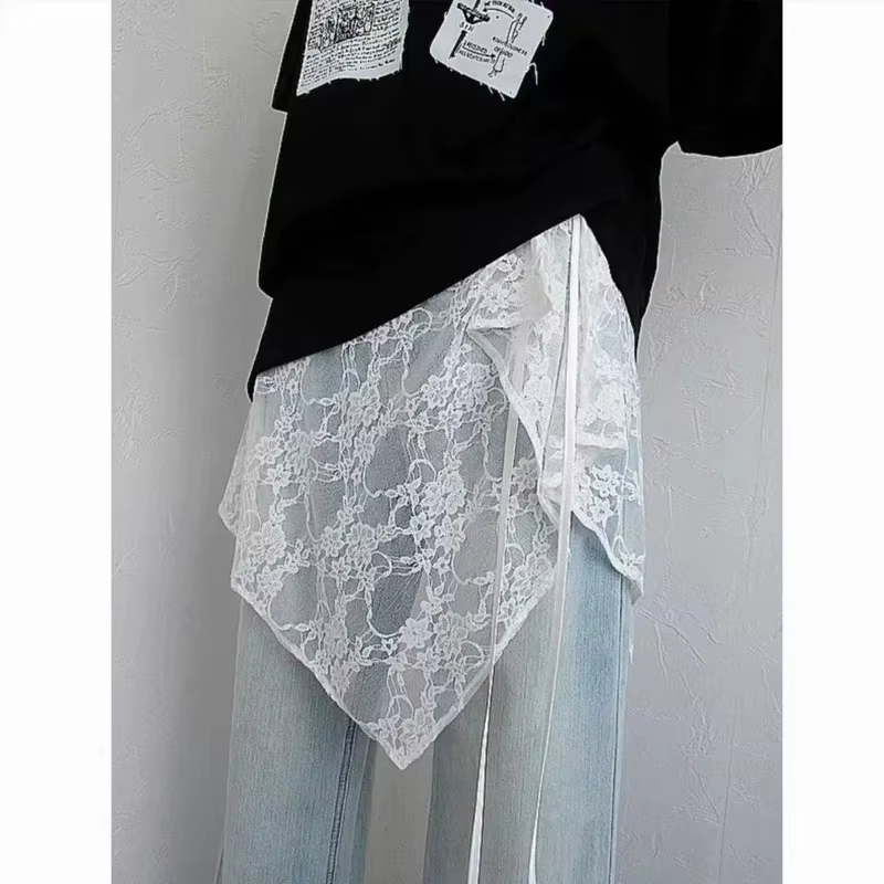 Jupe courte à lacets française pour rideau de pet, jupe superposée de printemps, jupe portefeuille p