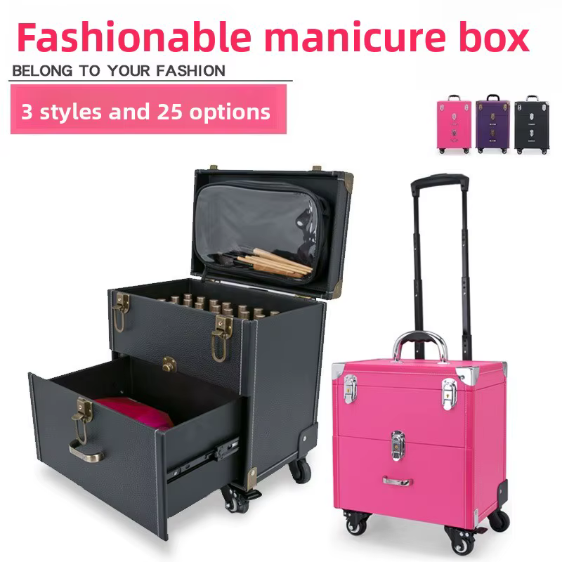 Trousse de tatouage professionnelle avec roulettes à frein pivotant, grande capacité, organiseur de 