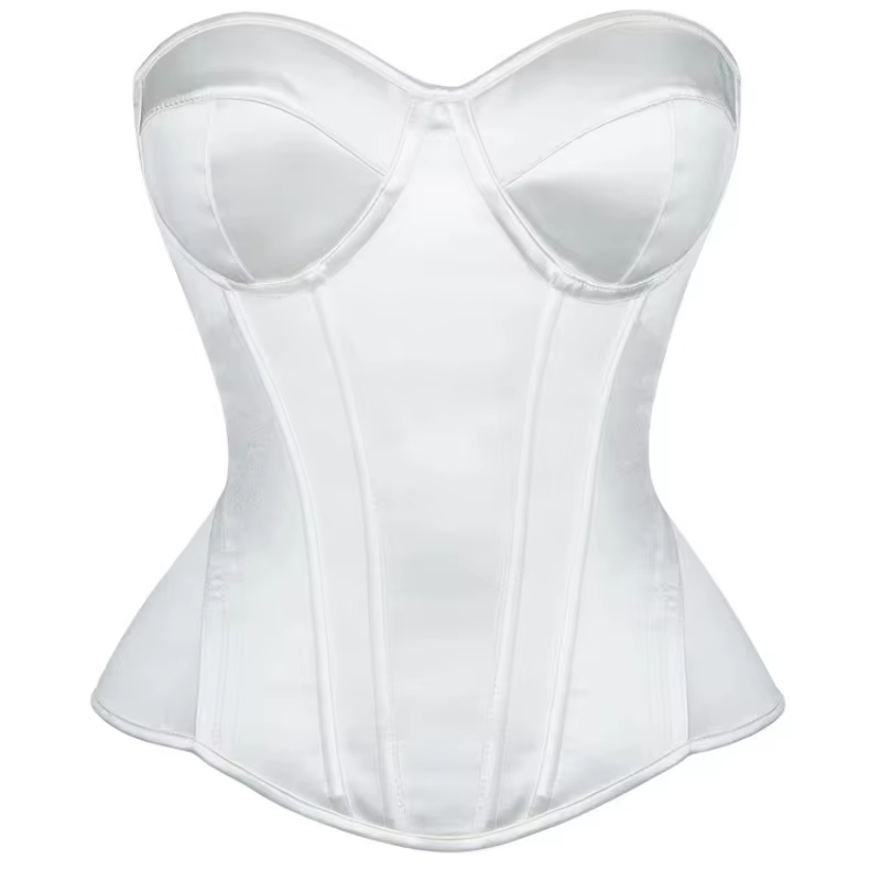 Corset Blanc à Lacets pour Femme, Bustier avec Soutien-Gorge, Corsage Désossé, Ceinture de Taille, S