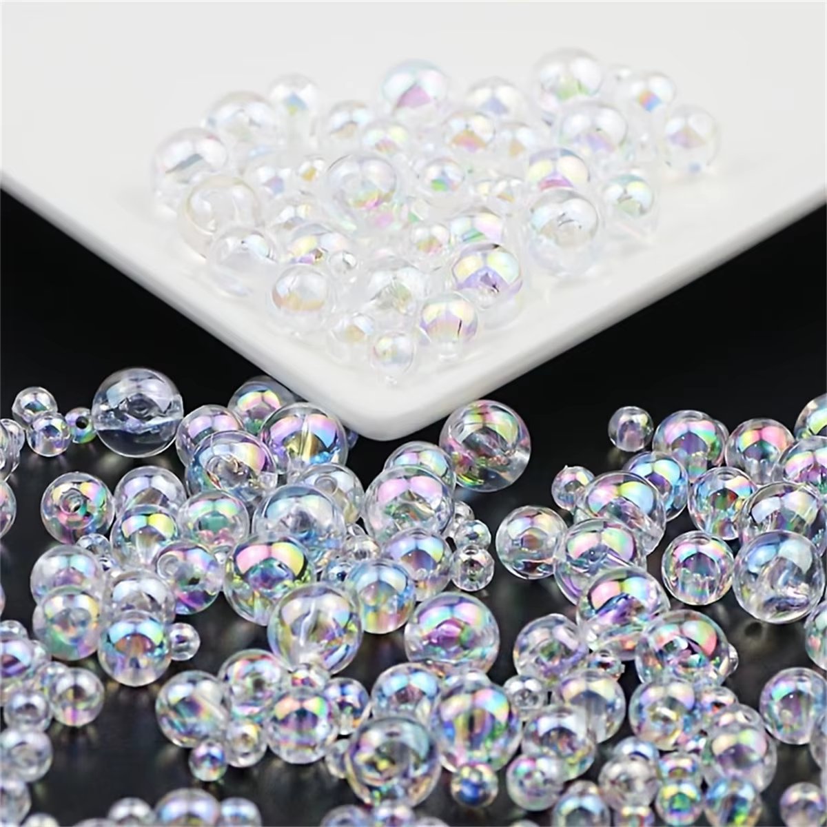 Perle d'imitation ABS 6mm/8mm/10mm, perles de couleur blanche transparente, matériel de bijouterie f
