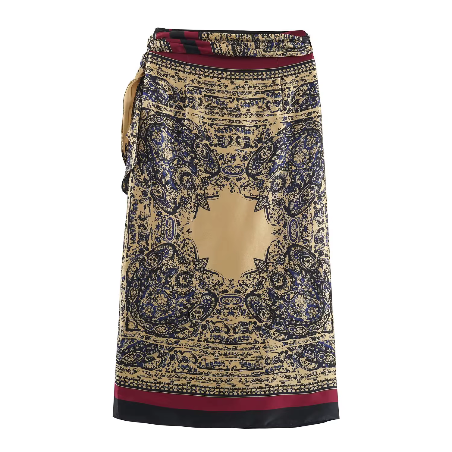 Demi-jupe imprimée Paisley rétro pour femmes, enveloppée dans une écharpe à bretelles avec taille ha