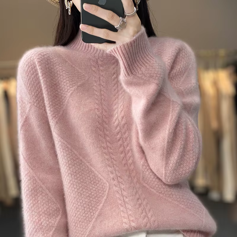 Pull à demi-col roulé pour femmes, pulls décontractés pour femmes, pulls épais pour documents, doux 