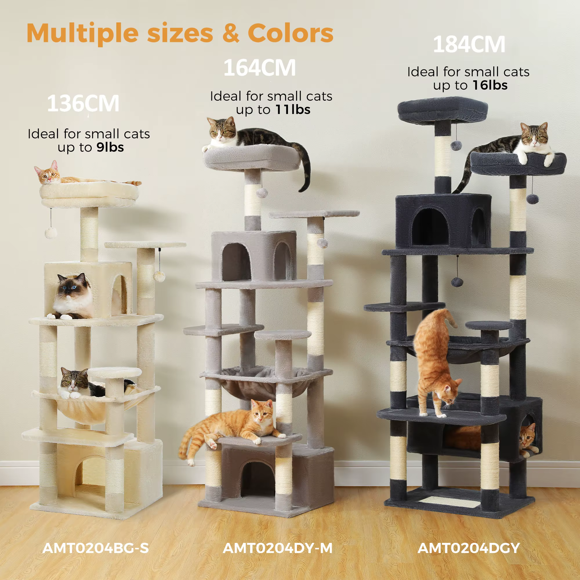 Grand arbre et tour pour chats d'intérieur, avec postes à gratter recouvertes de Sisal, hamac spacie