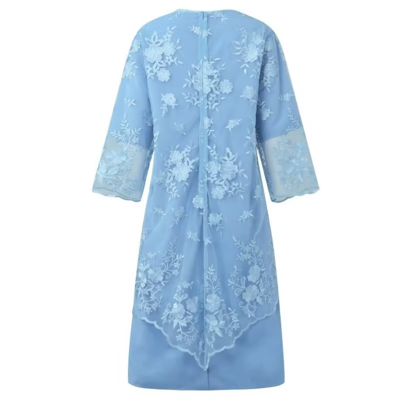 Nouvelle Robe de Soirée Grande Taille pour Femme, Ensemble Deux Pièces avec Broderie en Dentelle de