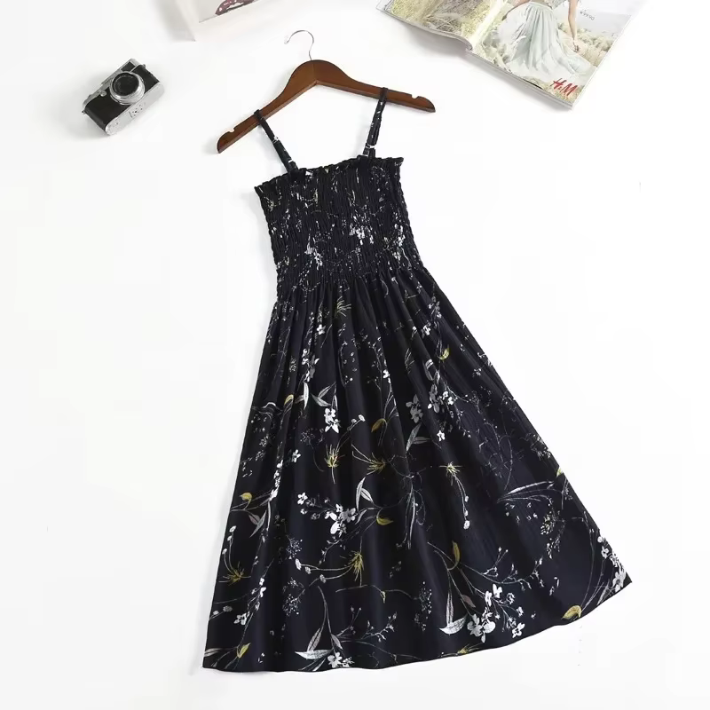 Robe Camisole d'été en mousseline de soie, sans manches, Mini, mode, taille élastique, décontractée,