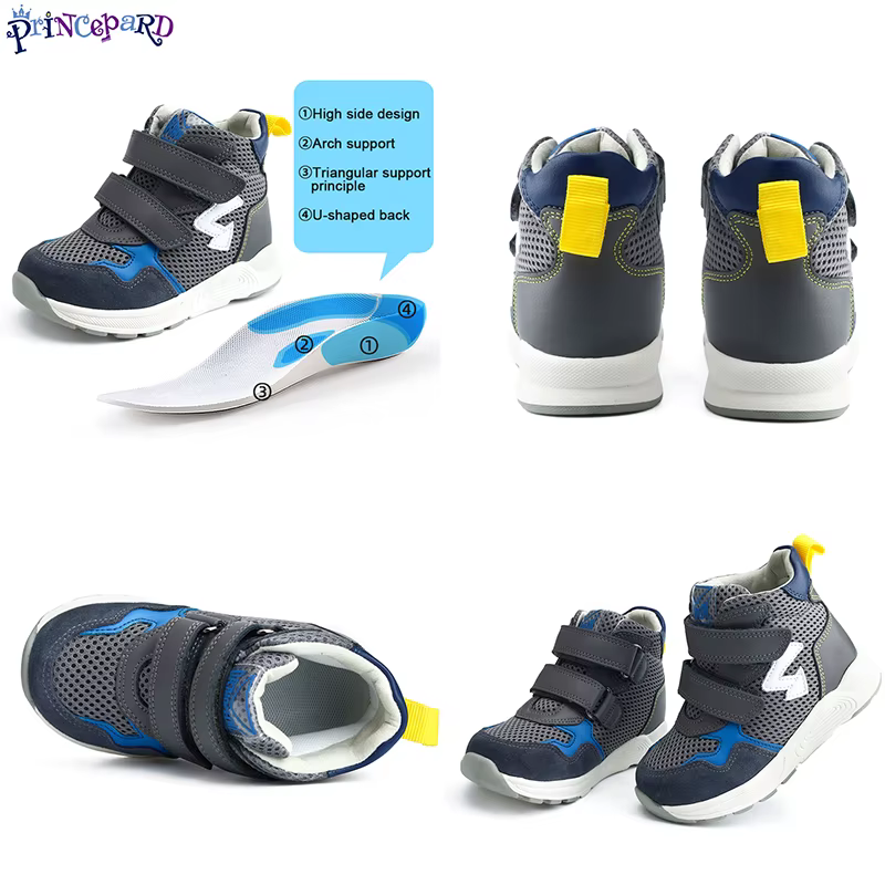 Chaussures de soutien de la voûte plantaire en cuir AFO haut de gamme pour enfants, chaussures Orth4