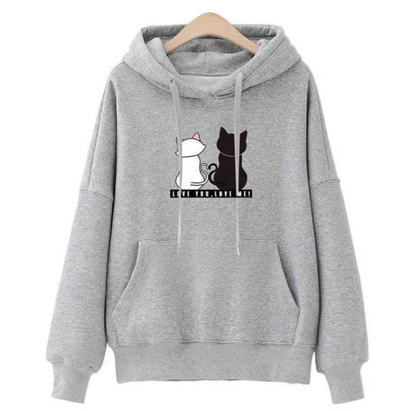 Sweat à capuche décontracté pour femmes, sweat-shirt créatif assorti, Streetwear, motif de chat mign
