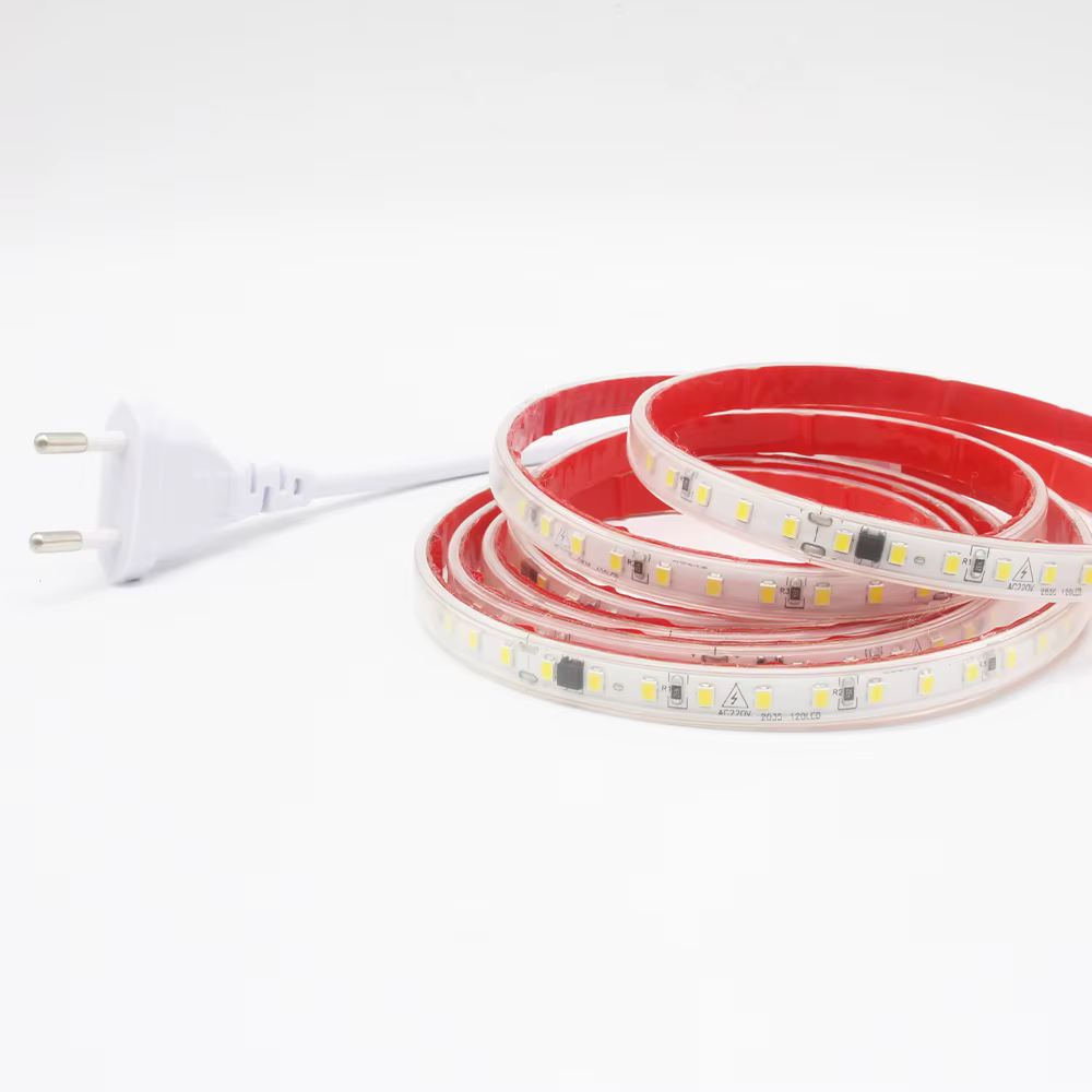 Bande lumineuse LED AC 220V 230V 2835, étanche IP67, 120 diodes/m, Flexible, blanc chaud et froid, 1