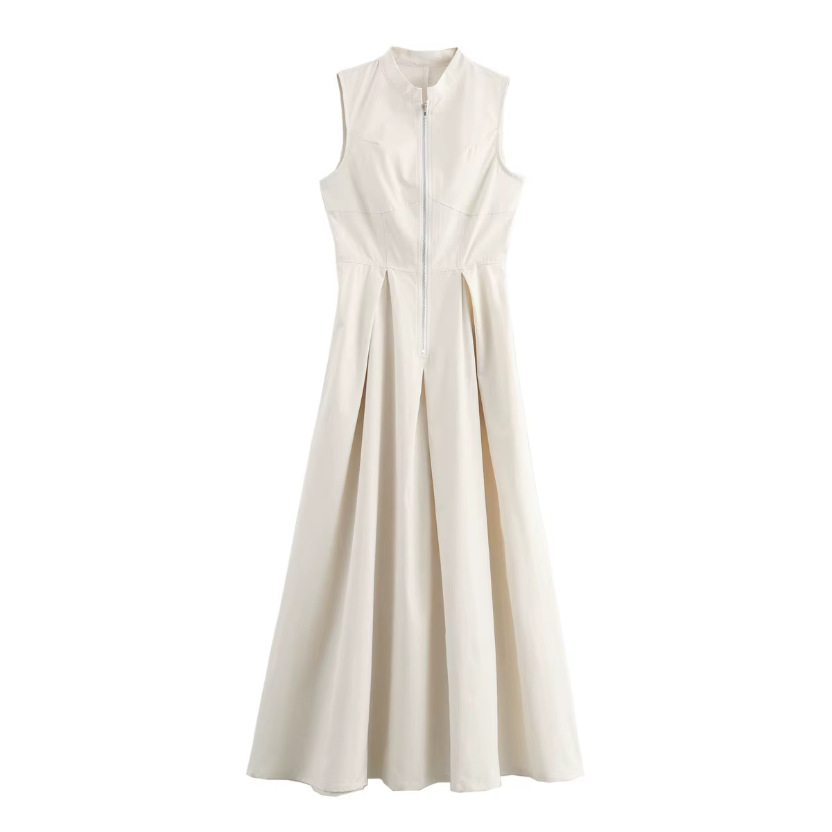 MUJER 2025 robes longues drapées pour femmes fermeture éclair sans manches robe Maxi femme vacances