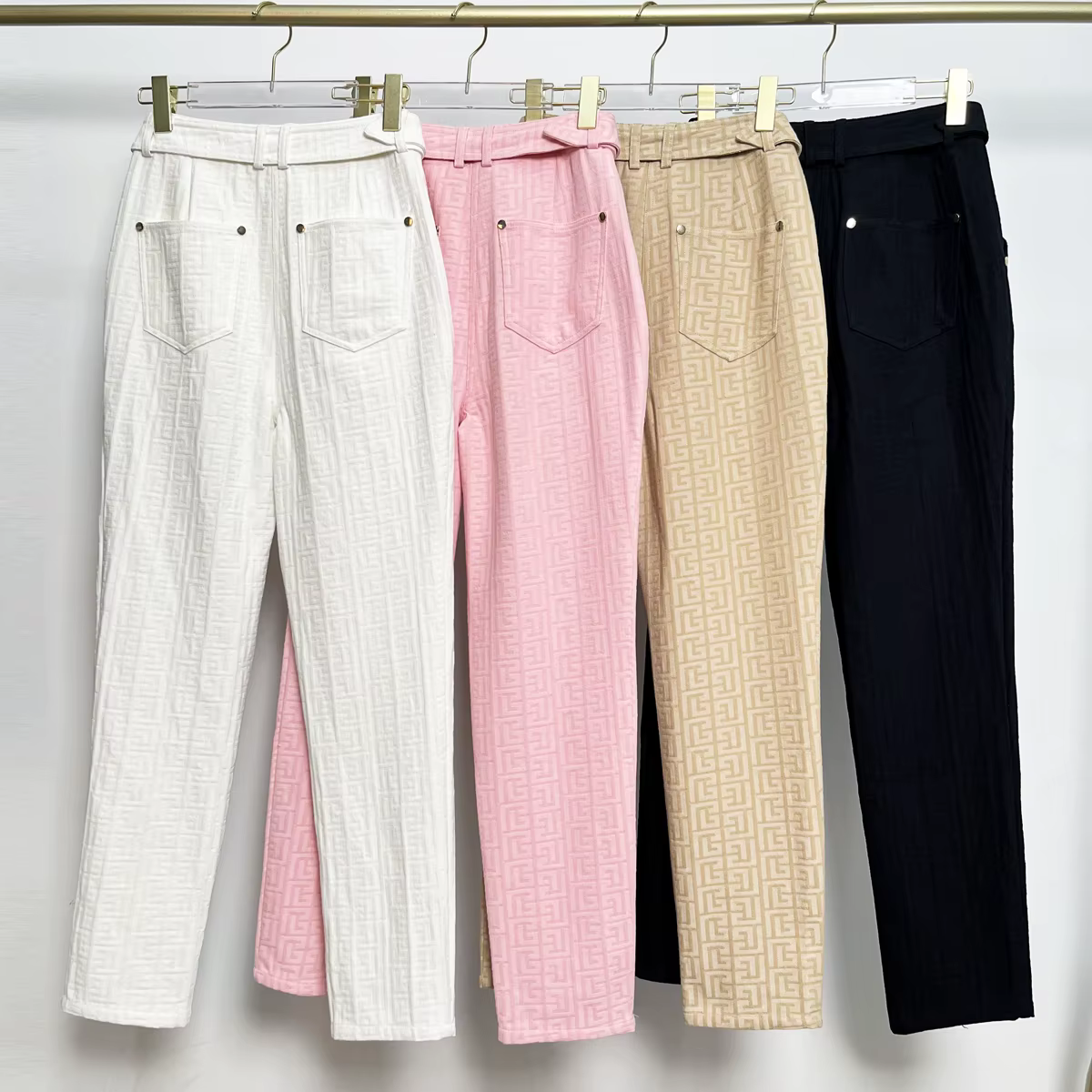 S-3XL printemps et automne nouveau tissu Jacquard de haute qualité avancé tout-assorti pantalon déco