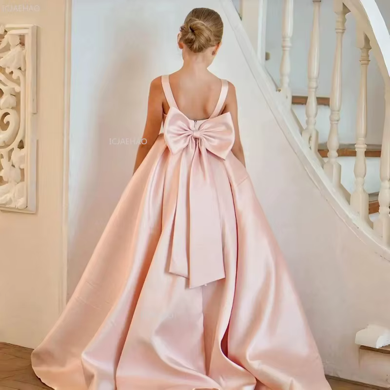 Robe de soirée longue en Satin pour filles, sans manches, Style français, robe de soirée princesse f