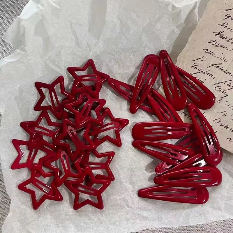 Barrettes en forme d'étoile rouge pour filles, 10 pièces/lot, Barrettes en forme de goutte d'eau, ép
