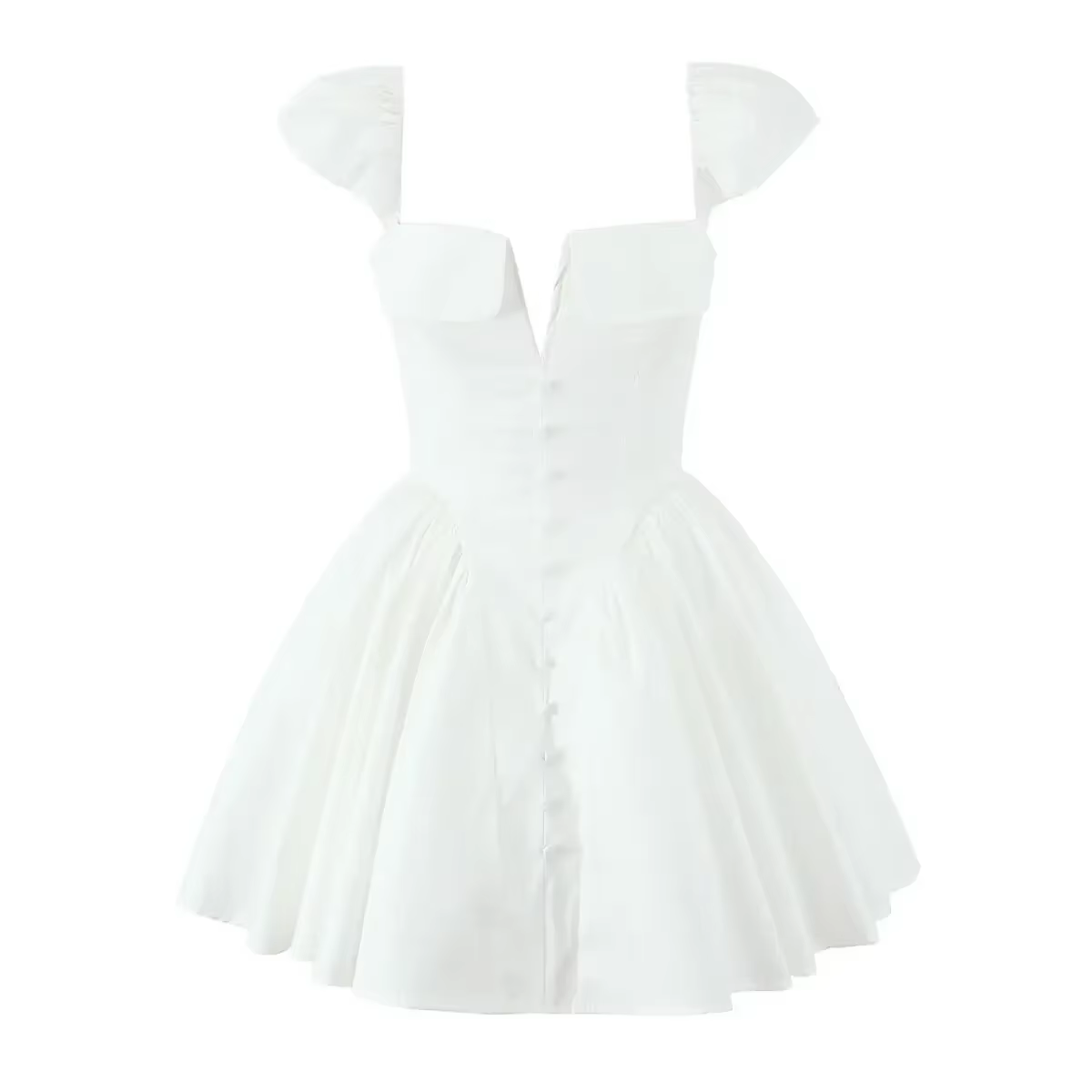Suninheart – robe de soirée blanche Sexy, col en V, manches Cape, Mini robe décontractée, jupe moell