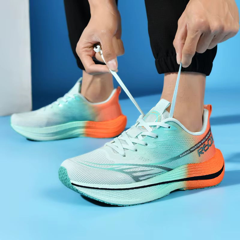 Chaussures de course Popcorn, ultra-légères avec plaque en carbone, respirantes, pour la course, amo
