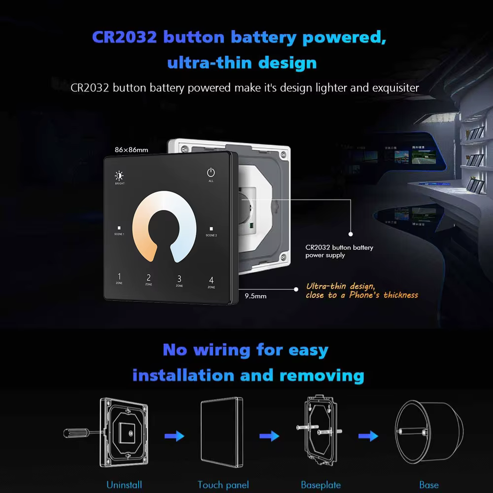 Kit de contrôleur de gradation de bande LED CCT, variateur intelligent, télécommande RF, interrupteu