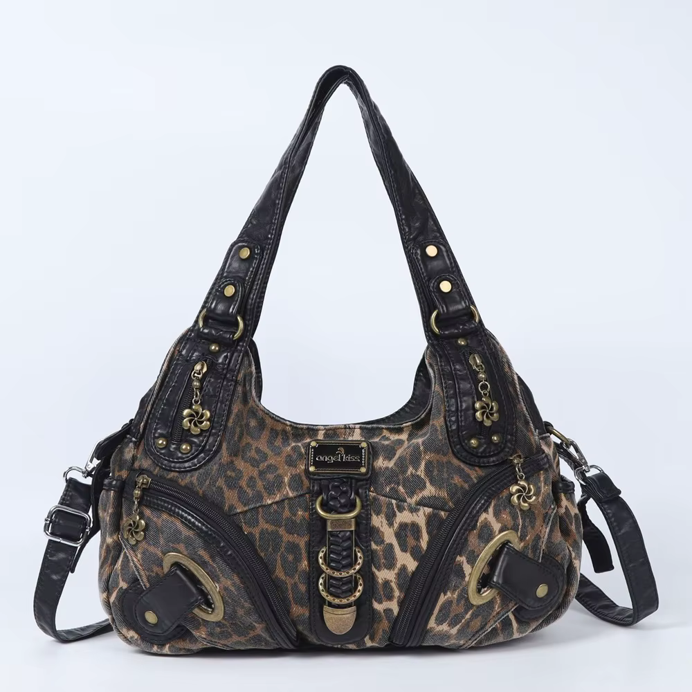 Sac à main pour femme Angel Kiss, sac à bandoulière léopard, sac à main à poignée supérieure, sac à