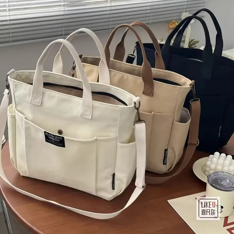 Sac à main en toile pour femmes, sac Simple pour étudiant, grande capacité, épaule horizontale incli