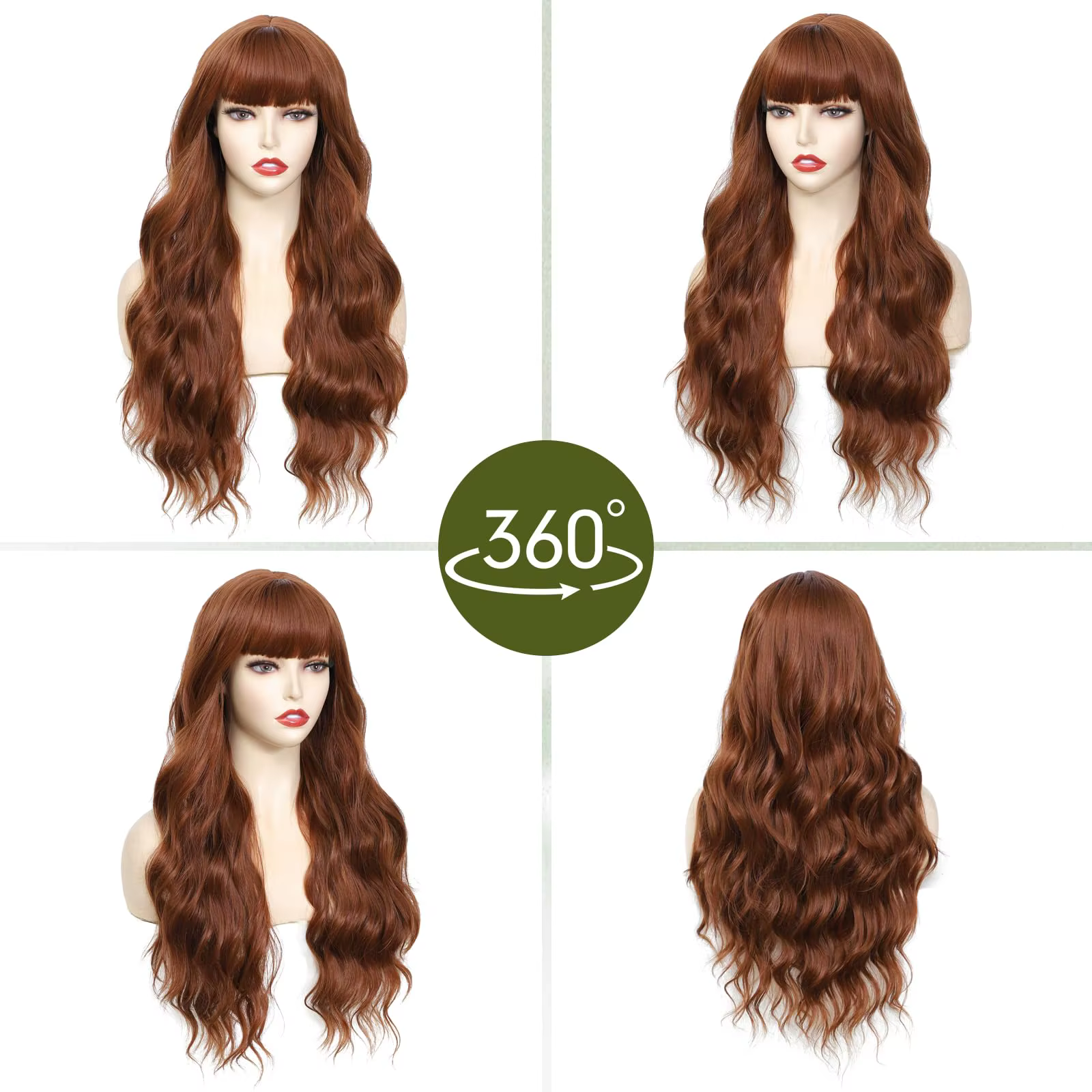 Grande perruque synthétique ondulée marron clair pour cosplay d'Halloween, cheveux festifs quotidien