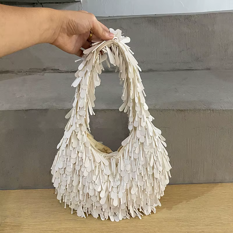 Femmes rondes perle Bracelet gland sous les bras sac de créateur brillant strass sacs à main