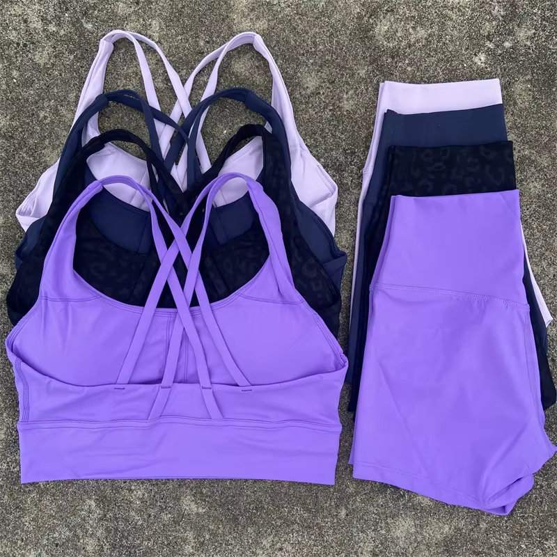 Ensemble de vêtements de Yoga 2 pièces, ensemble short de sport pour femmes, soutien-gorge croisé da