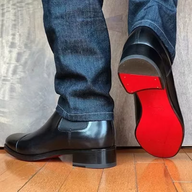 Bottines Chelsea à fond rouge pour hommes, bout rond, bottines d'affaires à enfiler, taille 38-46, b