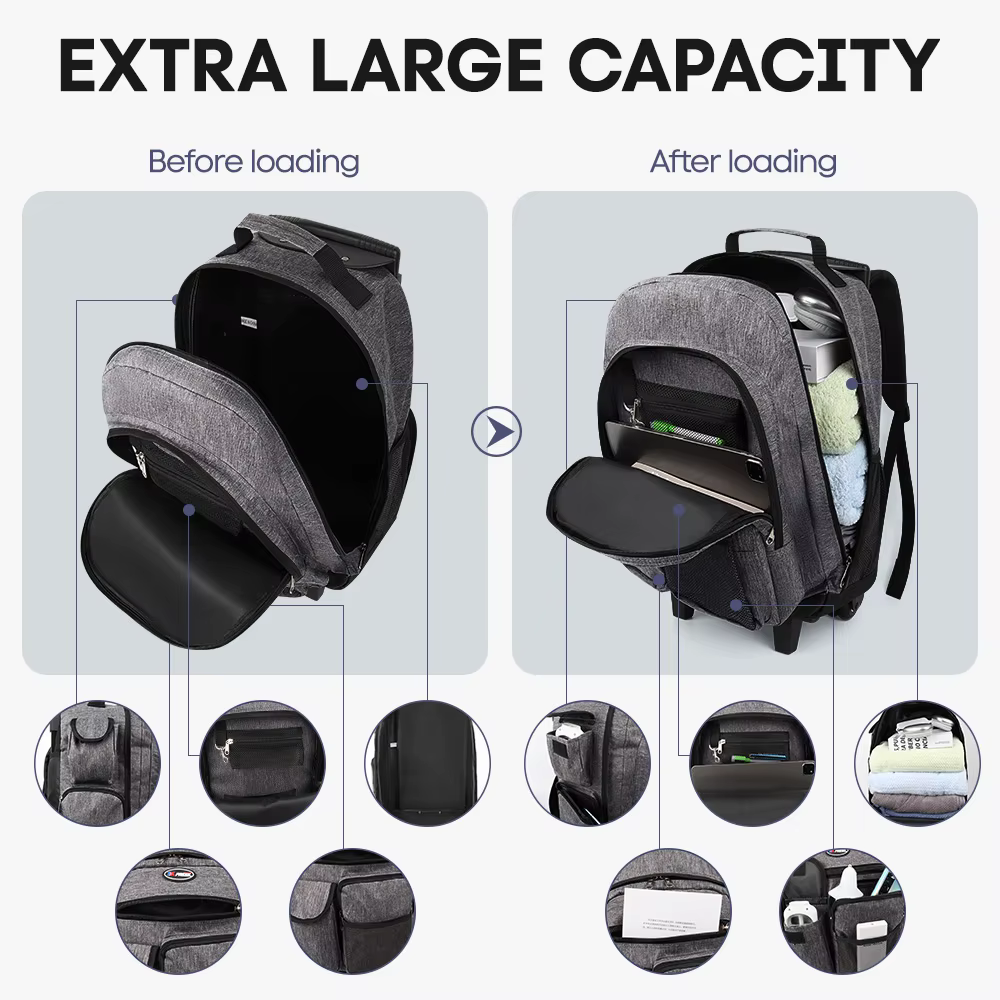 New York XPress 20 pouces sac à dos de voyage avec roues tige de traction cachée bagage à main sac d