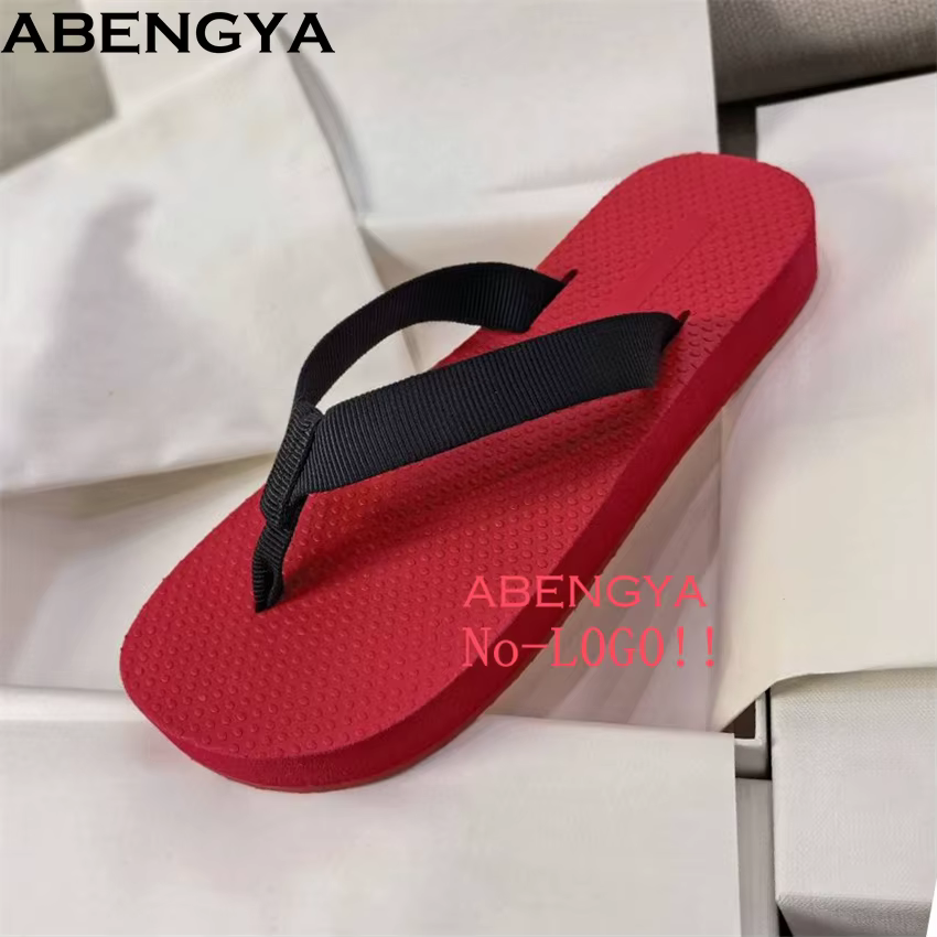 Offre spéciale tongs d'été plate-forme pantoufles plates pour femmes épais semelle rouge Mules décon