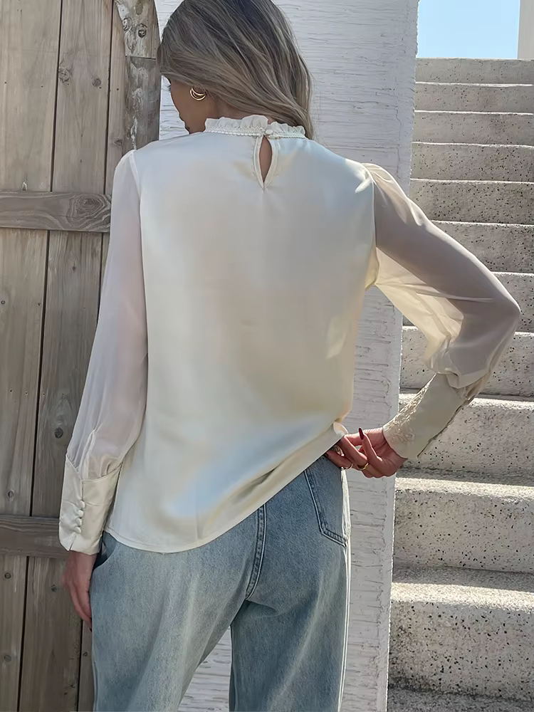 Nouveau printemps chemises brodées pour dames mode manches en mousseline de soie chemisiers pour fem