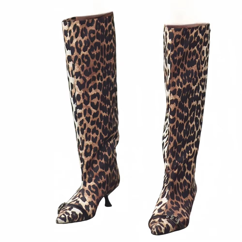 Bottes longues marron pour femmes, talon bas, bottes au genou, chaussures de grande taille, commerce