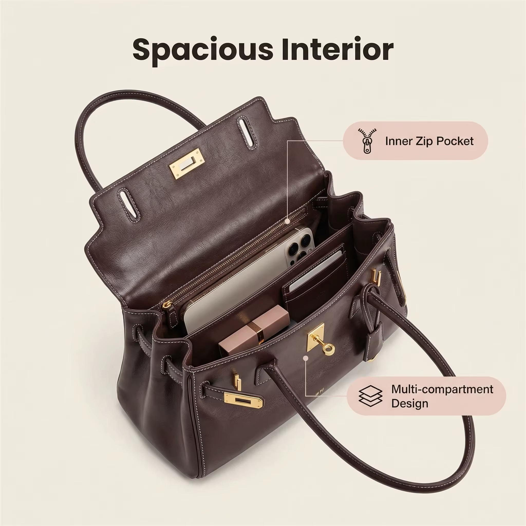 Sac sous le bras JW PEI Yara pour femme, sac à main tendance en cuir souple avec boucle de verrouill