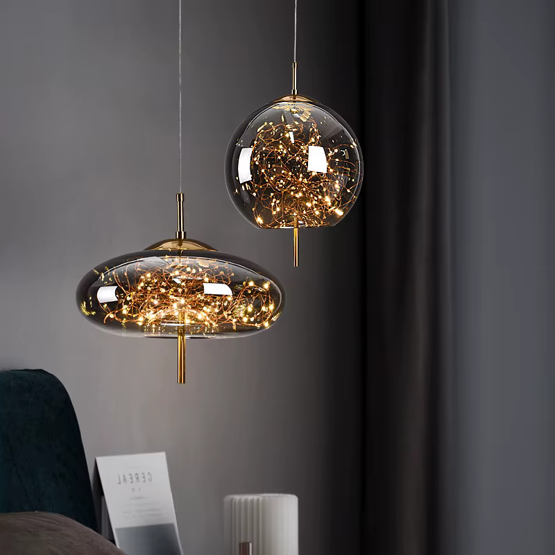 Lustre de chevet rouge en filet nordique pour fille, lumière de luxe, longue ligne, personnalité, Ar