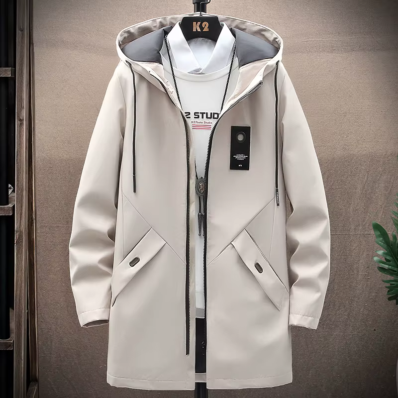Manteau à capuche pour hommes, coupe-vent Long, classique, tendance, printemps-automne, décontracté,