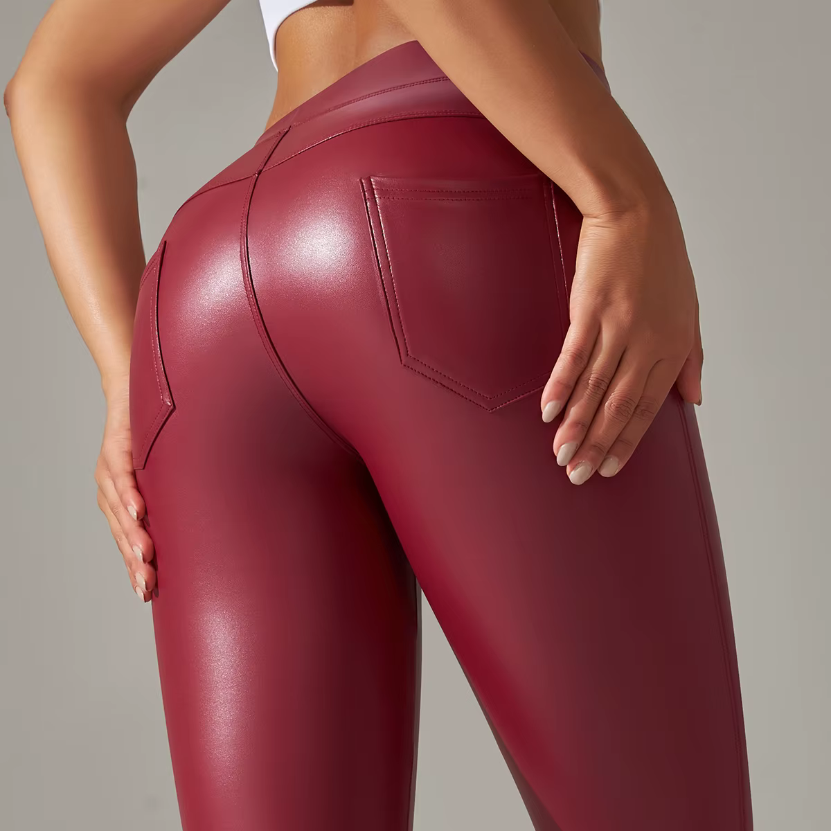 Leggings en cuir PU femmes Sexy Scrunch fesses Leggings filles Faux cuir pantalon taille haute Push 