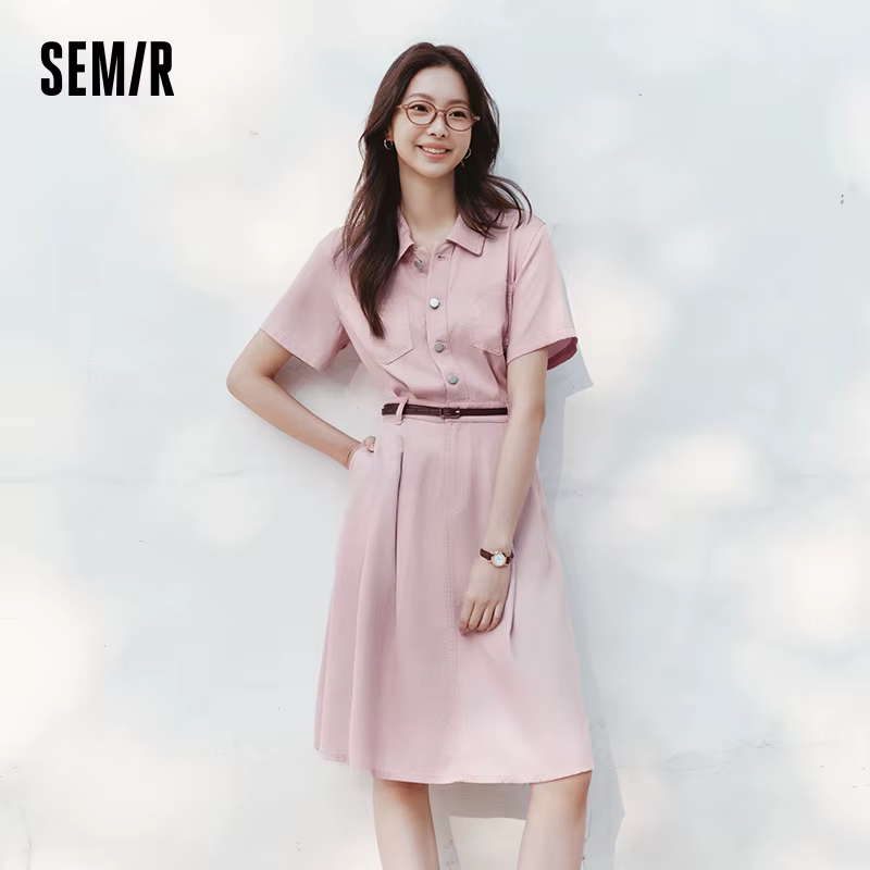 Robe en jean Semir pour femme, taille cintrée, boutonnée, nouvelle collection été 2025, robe midi ra