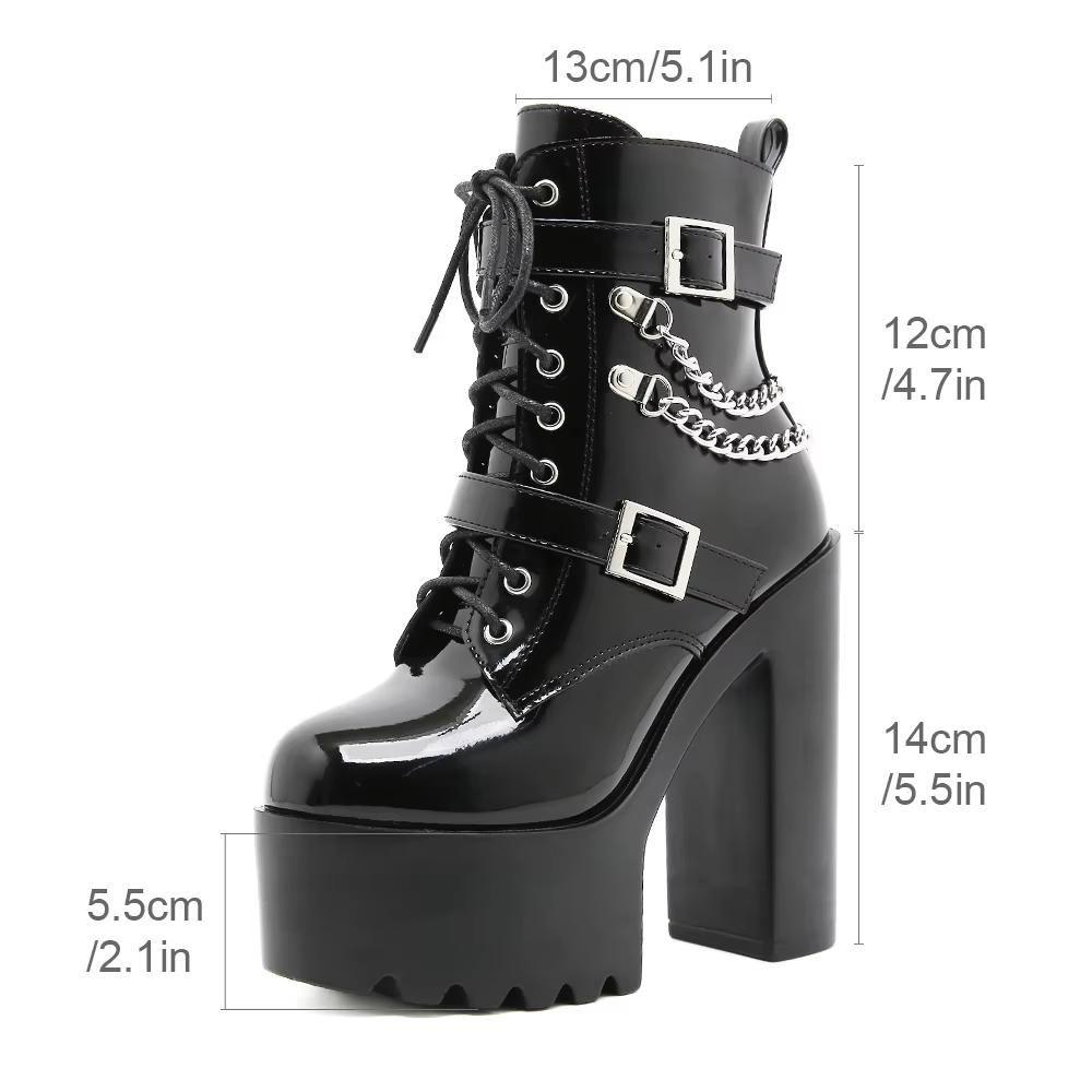 Gdgydh bottes à talons hauts DJ scène Performance bottines à talons épais avec chaînes et boucles di