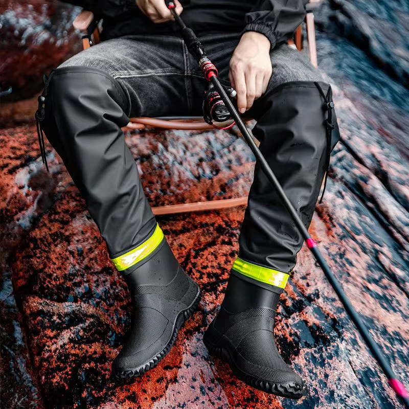 Bottes de pluie montantes pour hommes, imperméables et antidérapantes, style couple, pour l'extérieu