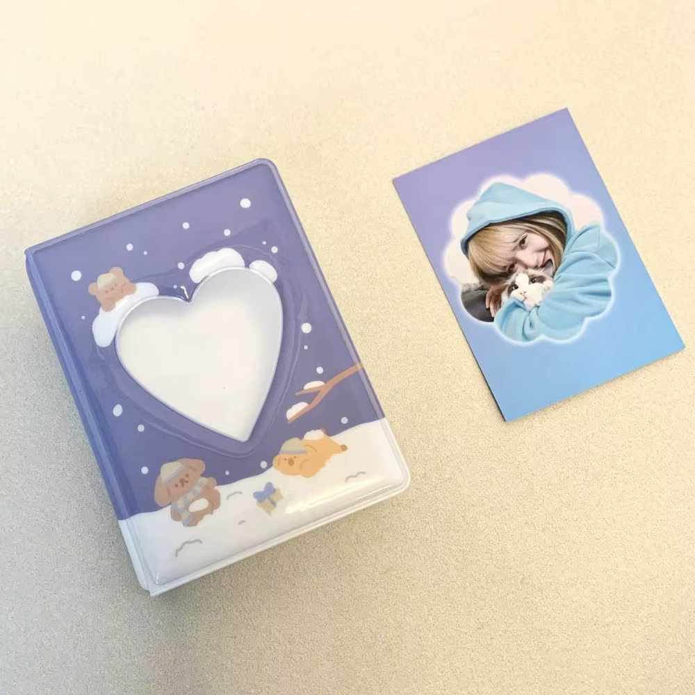 Album Photo ours mignon 3 pouces, mallette de rangement d'images creuses en forme de cœur d'amour, c