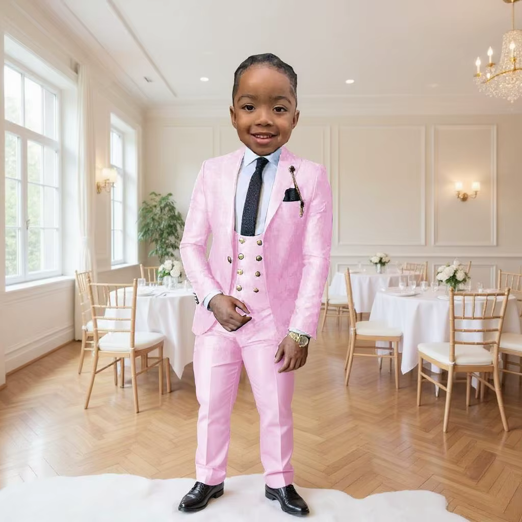 Costume formel pour garçons 3 pièces (veste + pantalon + gilet), smoking de mariage pour enfants de 