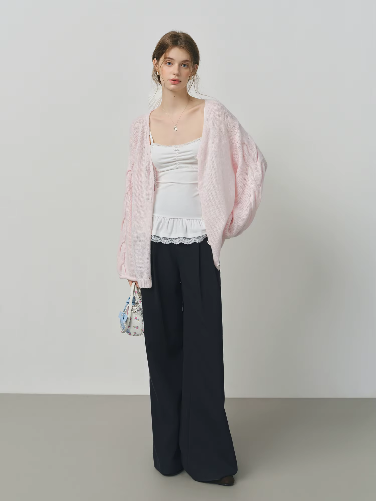 FSLE laine d'alpaga lâche paresseux câble tricoté col en v Cardigan veste femme automne 2025 nouveau
