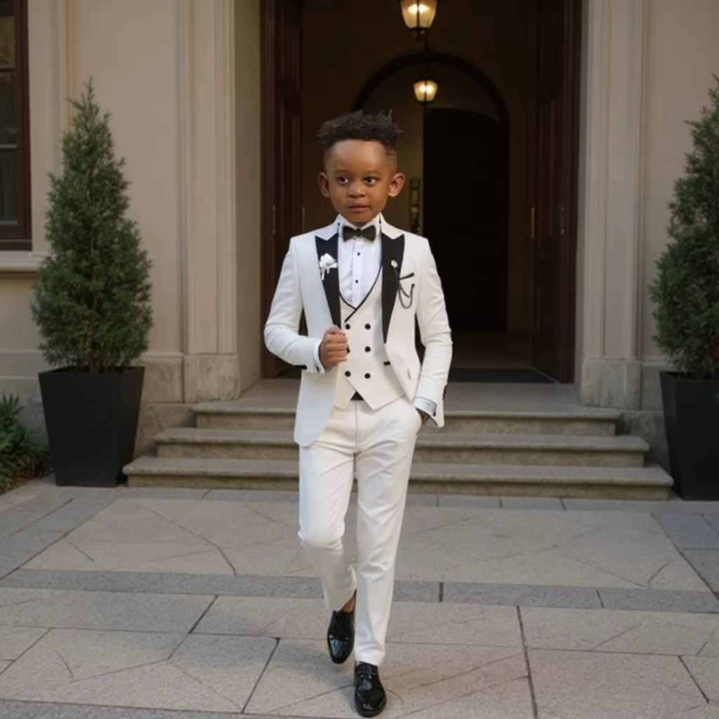 Costumes formels pour garçons de 2 à 16 ans, veste de mariage avec pantalon, gilet, ensemble 3 pièce