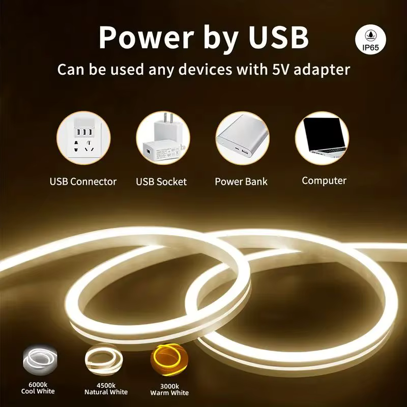 Bande lumineuse LED avec capteur tactile, 5V, USB, variable, étanche, bande Flexible, rétro-éclairag