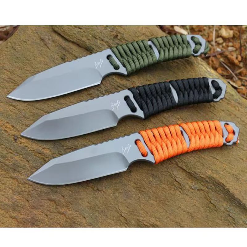 Couteau d'extérieur polyvalent, couteau de poche EDC, lame fixe avec fourreau, couteau de Camping, c