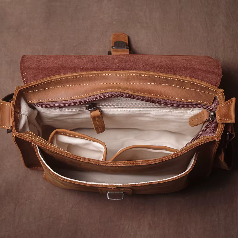 GURO marque de luxe en cuir véritable sac à bandoulière hommes Crazy Horse peau de vache sac de mess