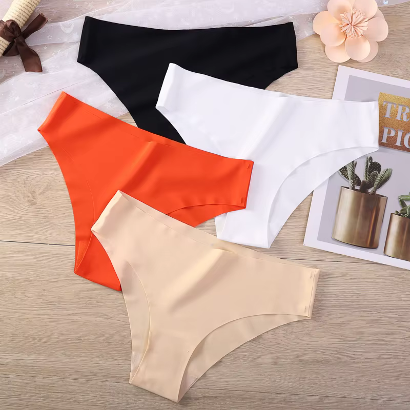 Strings sans couture pour femmes, culottes sexy respirantes, taille en V, sous-vêtements, lot de 4