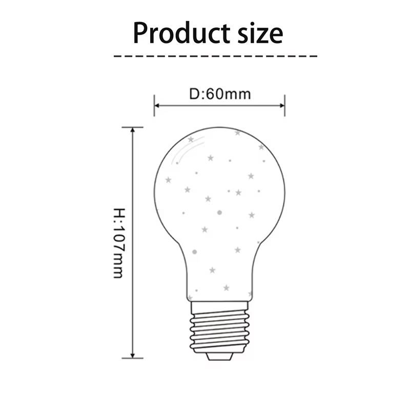 Lampe de feux d'artifice étoile vintage Edison, ampoule LED 3D, veilleuse de vacances, décoration de