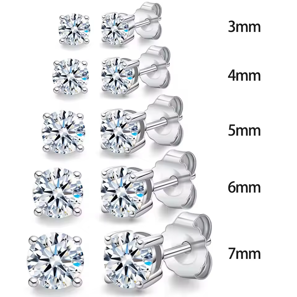 Boucles d'oreilles en diamant Moissanite pour femmes, Test réel 0.1-3CT, plaqué argent platine S925,