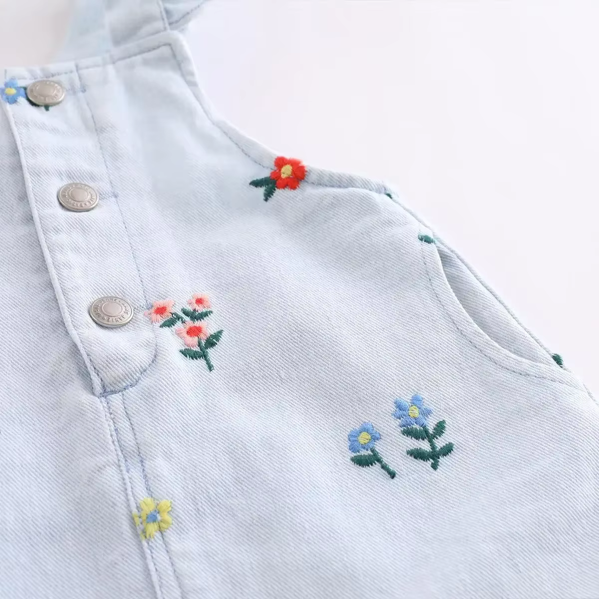 MARC & JANIE Robe d'été à bretelles en jean brodée florale pour filles, printemps 220689